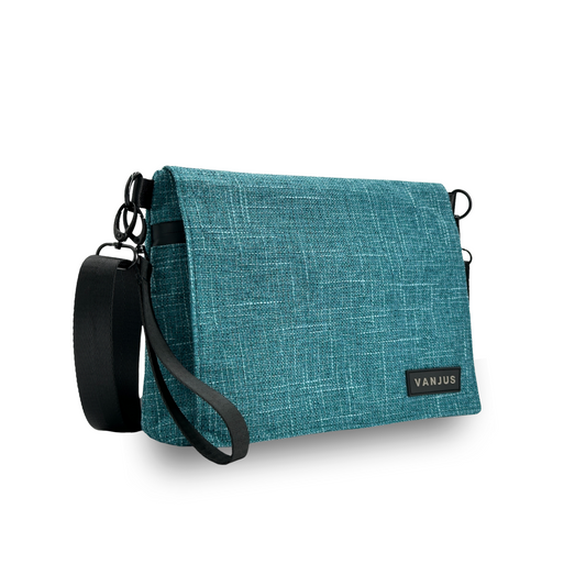 Smell Proof Crossbody Bag with Combination Lock, Travel Organizer Bag, Money Bag with Lock (Turquoise)