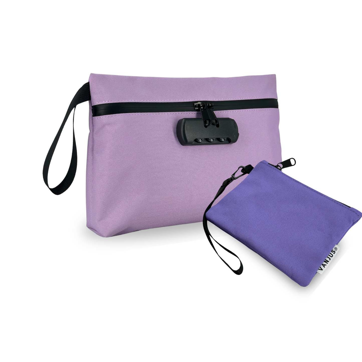 Smell Proof Bag with Combination Lock and Odor Proof Clutch Bundle, Travel Bag, Money Bag (Lilac-Purple)